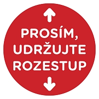 Podlahová značka PROSÍM, UDRŽUJTE ROZESTUP, 30 cm